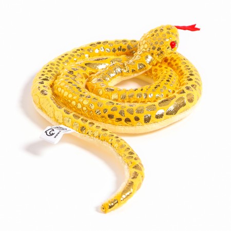 Soft toy "Snake", yellow color, with golden inserts, 15 cm-6