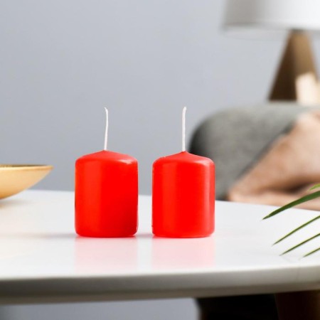 Set of candles - cylinders, 4x5 cm, set 2 pcs, red-1