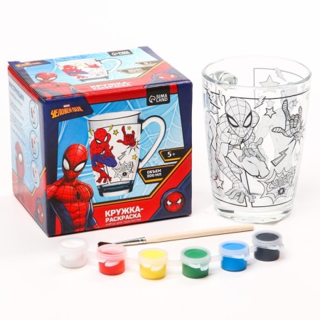 Painting of a glass mug, 300 ml "Super-Men", Spider-Man