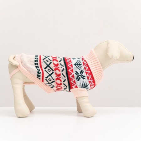 Sweater knitted with ornaments, size L (DS 26, OG 32-42, Osh 22-32 cm), beige-1