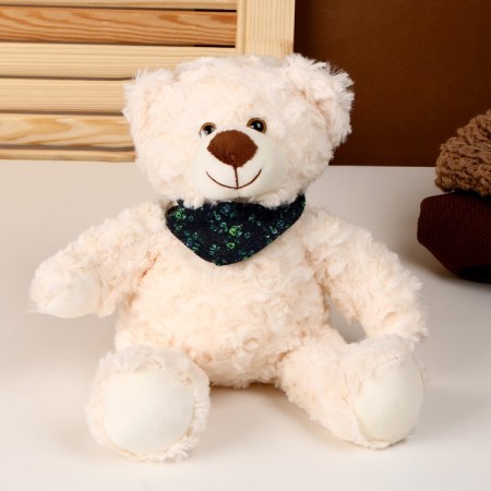 Soft toy "Bear", with a scarf, 28 cm, beige color