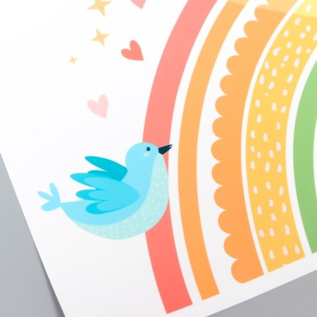 Sticker Plastic Interior color "Multi -colored rainbow with a bird" 30x60 cm-2