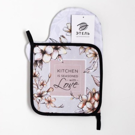 Kitchen "Floral Mood" mittens-output 20x28cm, 19x19cm tack, 100% HL-5