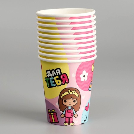 A one -time paper glass "for you", a girl, 250 ml-2