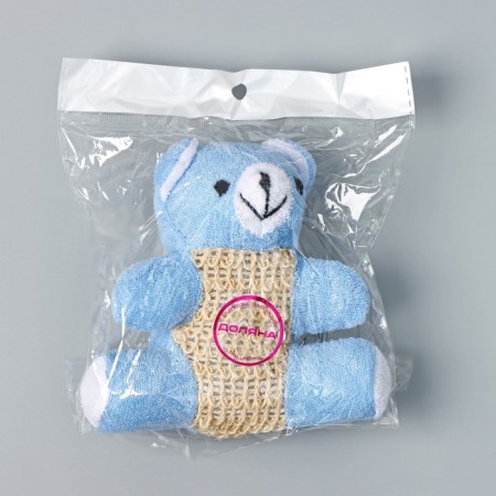 Body washcloth children's share "Mishutka", sisal, blue color-10