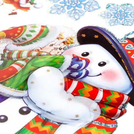 Sticker Plastic Interior 3D "Santa Claus and Snow Maiden" MIX 30x50 cm-5