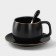 Tea couple ceramic with a spoon "Mati", 2 items: a cup 280 ml, a saucer d = 13.5 cm, black color