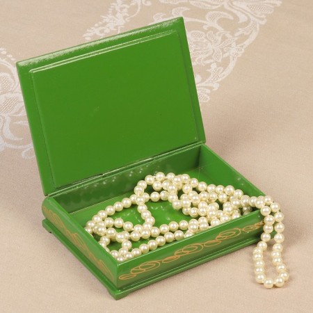 Casket "Forest Virgin", Green, 11 × 16 cm, lacquer miniature-2