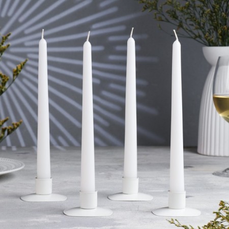 A set of antique candles, 2.3x 24.5 cm, 5 hours, 55 g, 4 pieces, white