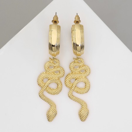 Earrings Metal "Snake" unique, color gold