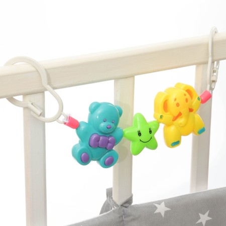 Stretching on the stroller/crib “Bear, star, elephant”, 3 toys, crumb me-5