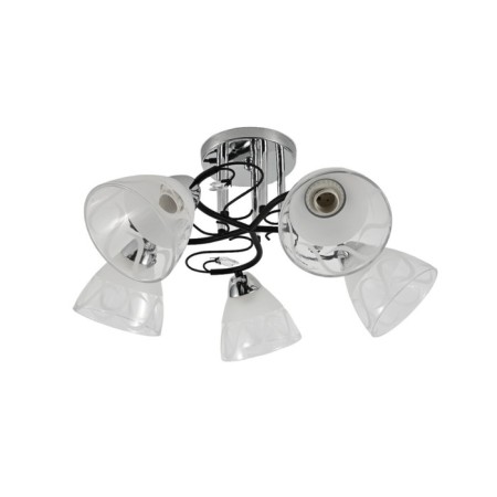Lamp Ceiling Economy Highlight 12261/5cr+BK WT+CL, 5x60W, E27, 28x53x53 cm, chromium color