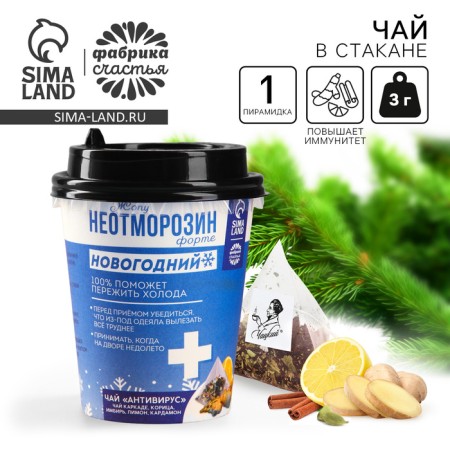 Immunopusing tea in the Pyramid "Neomorozin", taste: tag, cinnamon, ginger, lemon, cardamon, 3 g.