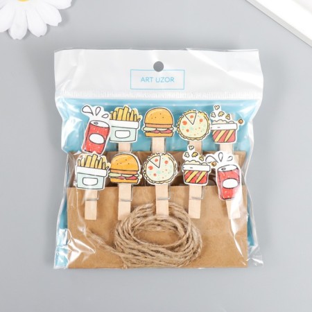 Decor for creativity wood "fast food" set 10 pcs 4x2.2 cm-3