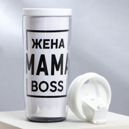 Thermost man with an insert "wife mother Boss" 350 ml-1