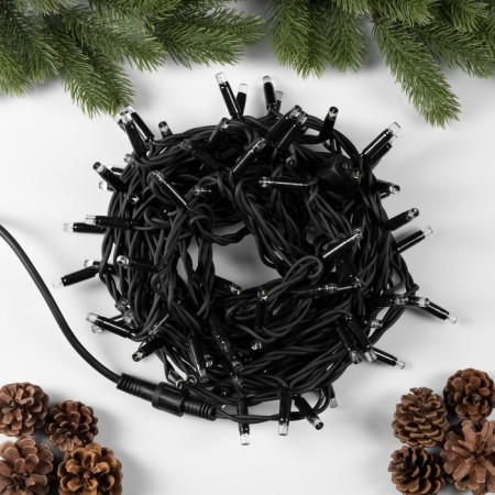 Garland “thread” 10 m, IP65, UMS, dark rubber thread, 100 LED, white glow, 220 V-1