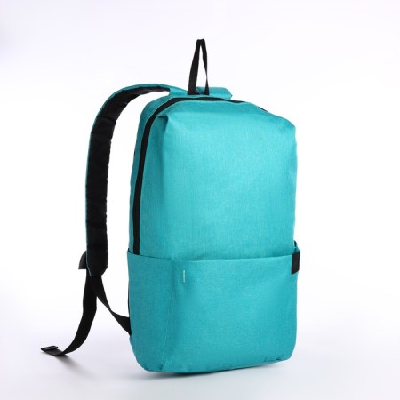 Young youth backpack with a zipper, waterproof, 3 outer pockets, turquoise color-2