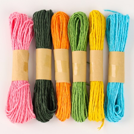 Rafia "Palma", length 1pc. - 10 m., Set 6 pcs., Mix color