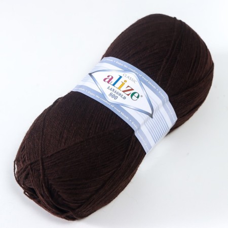 Yarn "Lanagold 800" 49% wool, 51% acrylic 730m/100g (26 brown)-1