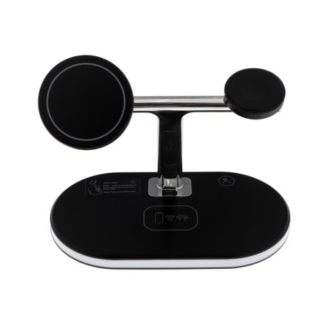Wireless charging station 3 in 1 LCC-83, 15 W, Magsafe, with a stand, backlight, black-4