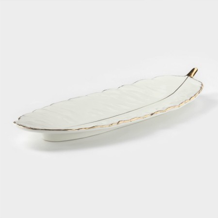 Ceramic serving dish "Rapsodia. Sheet ", 36 × 12 × 4 cm, white color-1