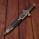 Dagger, chrome blade, black cover with stones, 36 cm