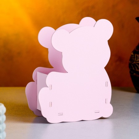 Kashpo wooden "Mishutka" Small, 13.5x7x16.5 cm, oak, pink-1