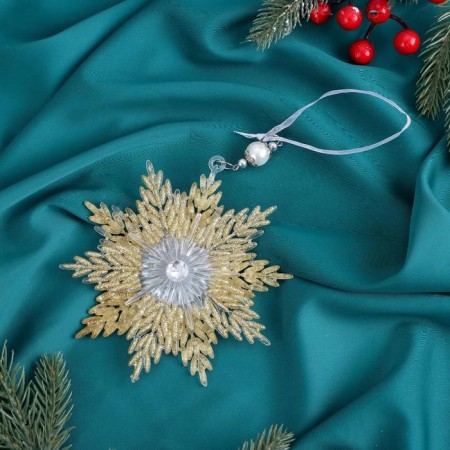 Jewelry decoration "Snowflake Star radiance shine" 13x13.5 cm, gold