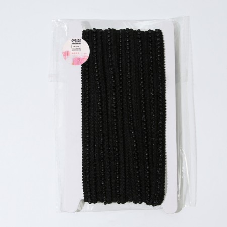 Decorative braid with beads, 15 mm, 4.5 ± 0.5 m, black color-2