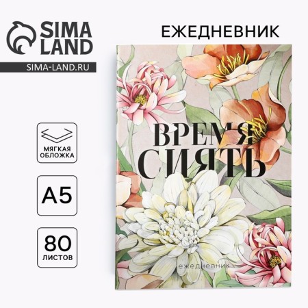 Diary in the thin cover A5, 80 liters "Time to shine"