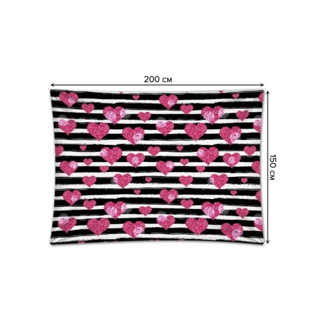 Decorative panel with photo printing "hearts and strips", horizontal, size 150x200 cm-1