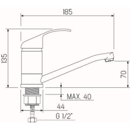Kitchen mixer RMS SL128-004F-15, single-leaf, short spout, nut, chrome-4