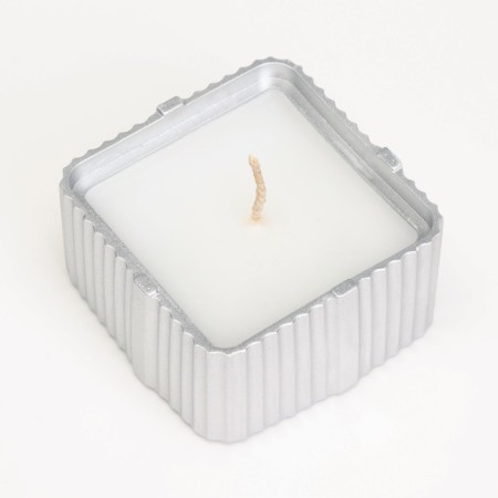 Candle "Square" in a candlestick with narrow faces of gypsum, 7.5x3.5cm, silver-3