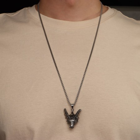 Pendant "Dragon" Muzzle, color black silver, l = 70 cm-2