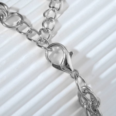 Bracelet Metal "Chain" on the ring, color silver, 21 cm-4