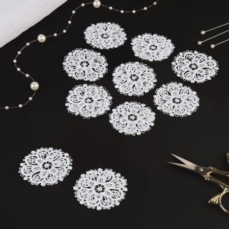 Knitted elements "Patterns", D = 5.5 cm, 10 pcs, white color-1