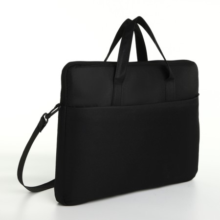 Laptop bag with a zipper, outer pocket, black color