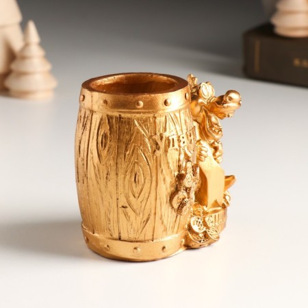 Souvenir Polystone Pencil "Bronze Dragon at the barrel - finance" MIX 7.8x5.2x7.2 cm-2