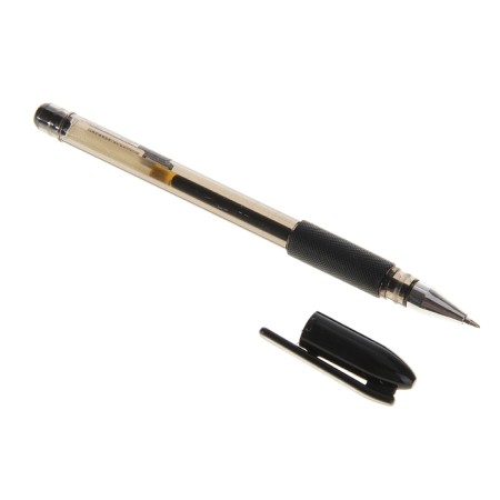 Gel pen, 0.5 mm, black rod, tinted case, with a rubber holder