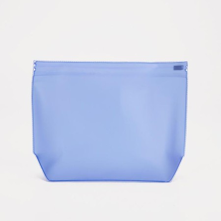 Cosmetic bag with zip-gl, transparent/blue color-2