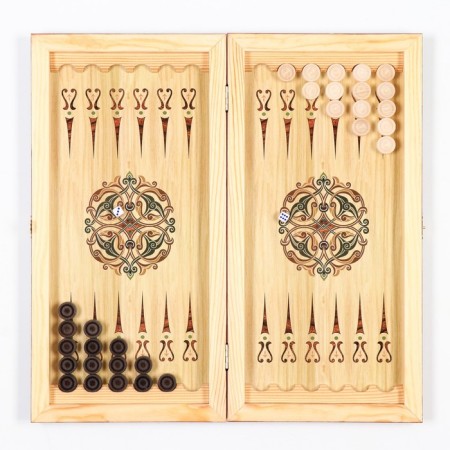 Wooden backgammon with checkers "Bear", board game, 40 x 40 cm-1