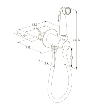 MILARDO TIDY 001WTR0M08 bideter, with a hygienic shower, built -in, white-2