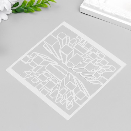 Stencil plastic "Geometry Rectangles 3D" 13x13 cm-1