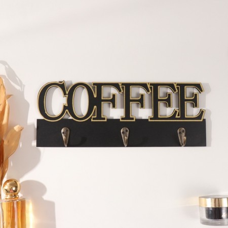 Hooks decorative wood "coffee" black with gold 3x30x12 cm