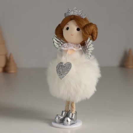 Interior doll "Princess Angel in a fluffy heart dress" 7x7x16 cm-3