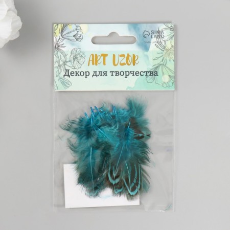 Decorative pheasant feather "Rice. Blue" set 20 pcs h = 5-7 cm-3
