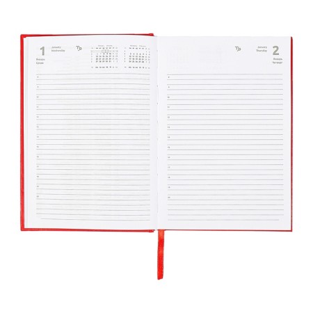 Dated diary 2024, A5, 176 sheets, Attomex.orion, Bumvinyl cover, Lasse, Blok 70 g/m2, Red-10