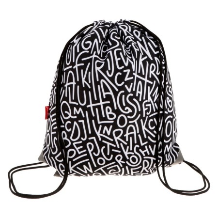 A bag for shoes 440 x 365 mm, Erich Krause, density 300D, with a reflective strip, alphabet, black/white