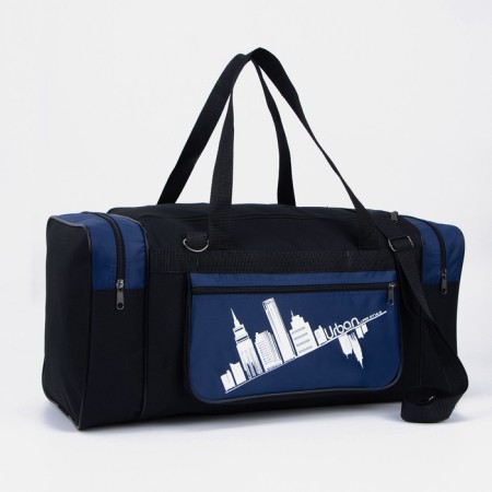 Road bag, 3 parts on lightning, external pocket, long belt, black/blue color