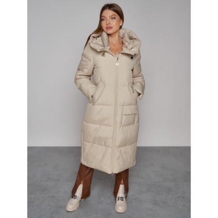 Coat insulated winter female, size 50, beige color-1